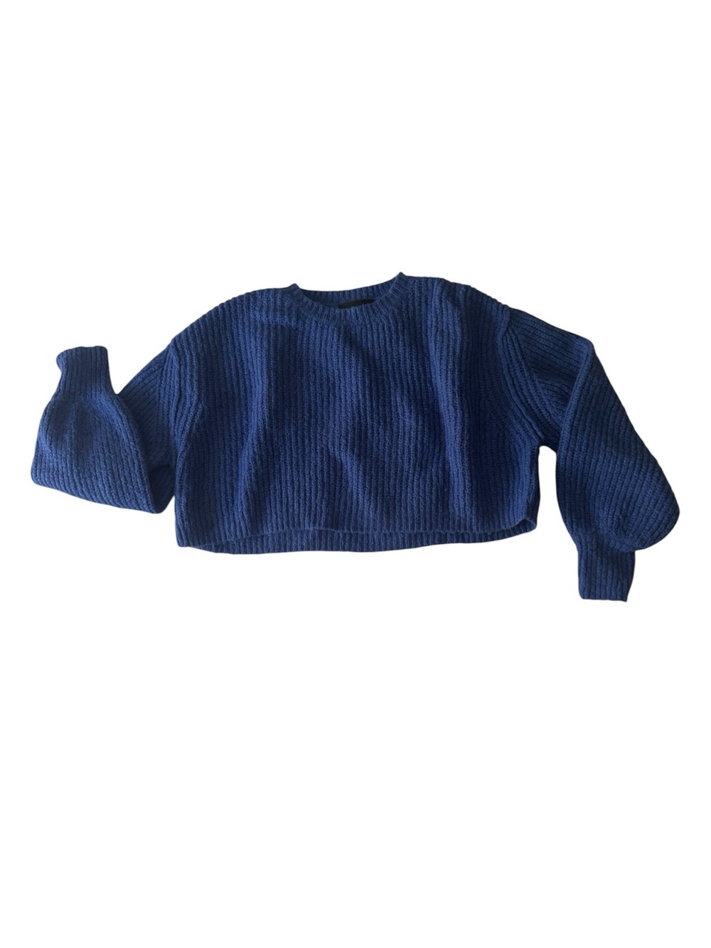 Cropped Crewneck Sweater in Navy